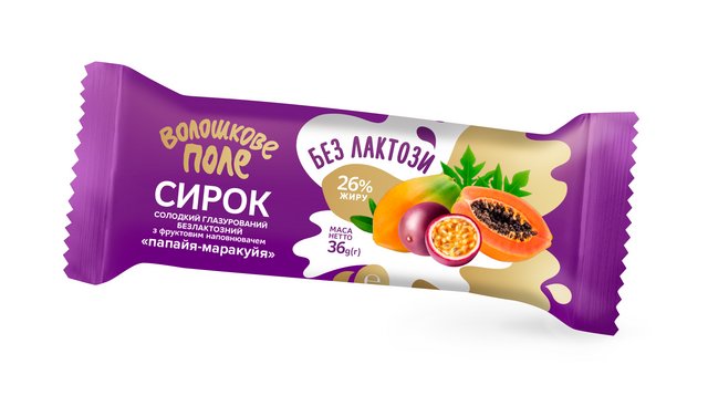 Сирок глазурований ВОЛОШКОВЕ ПОЛЕ папайя-маракуйя, 26%, 36г